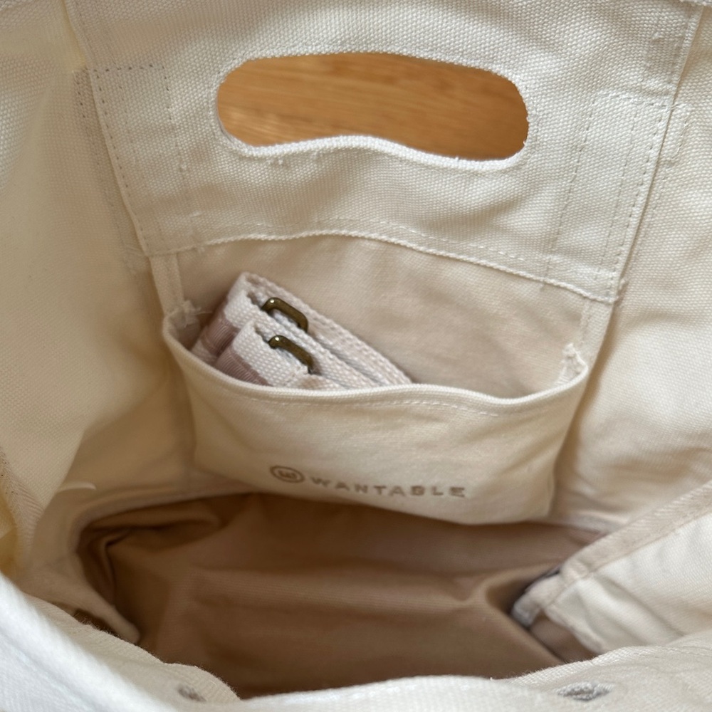 Wantable Cream Mini Canvas Tote with Tan Trim - Picture 5 of 6